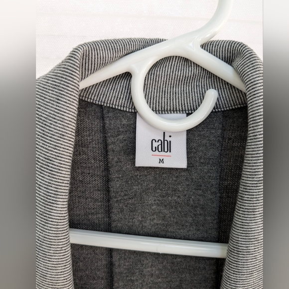 Cabi Drop-Off Jacket Full-Zip Front/Back Pleat Hi/Lo Pin-Stripe Gray Medium - Picture 3 of 5